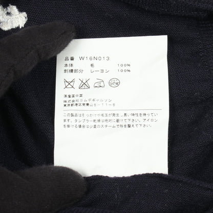 花柄 刺繍 カーディガン ウール ネイビー コムデギャルソンコムデギャルソン