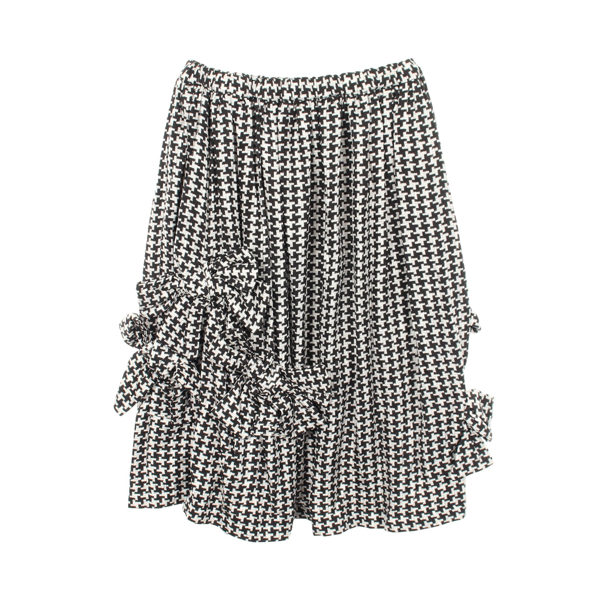 千鳥柄 リボン スカート シルク ブラック ホワイト コムデギャルソンコムデギャルソン ボトムス Comme des Garcons Comme des Garcons