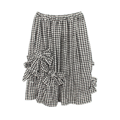 千鳥柄 リボン スカート シルク ブラック ホワイト コムデギャルソンコムデギャルソン ボトムス Comme des Garcons Comme des Garcons