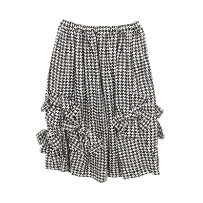 千鳥柄 リボン スカート シルク ブラック ホワイト コムデギャルソンコムデギャルソン ボトムス Comme des Garcons Comme des Garcons