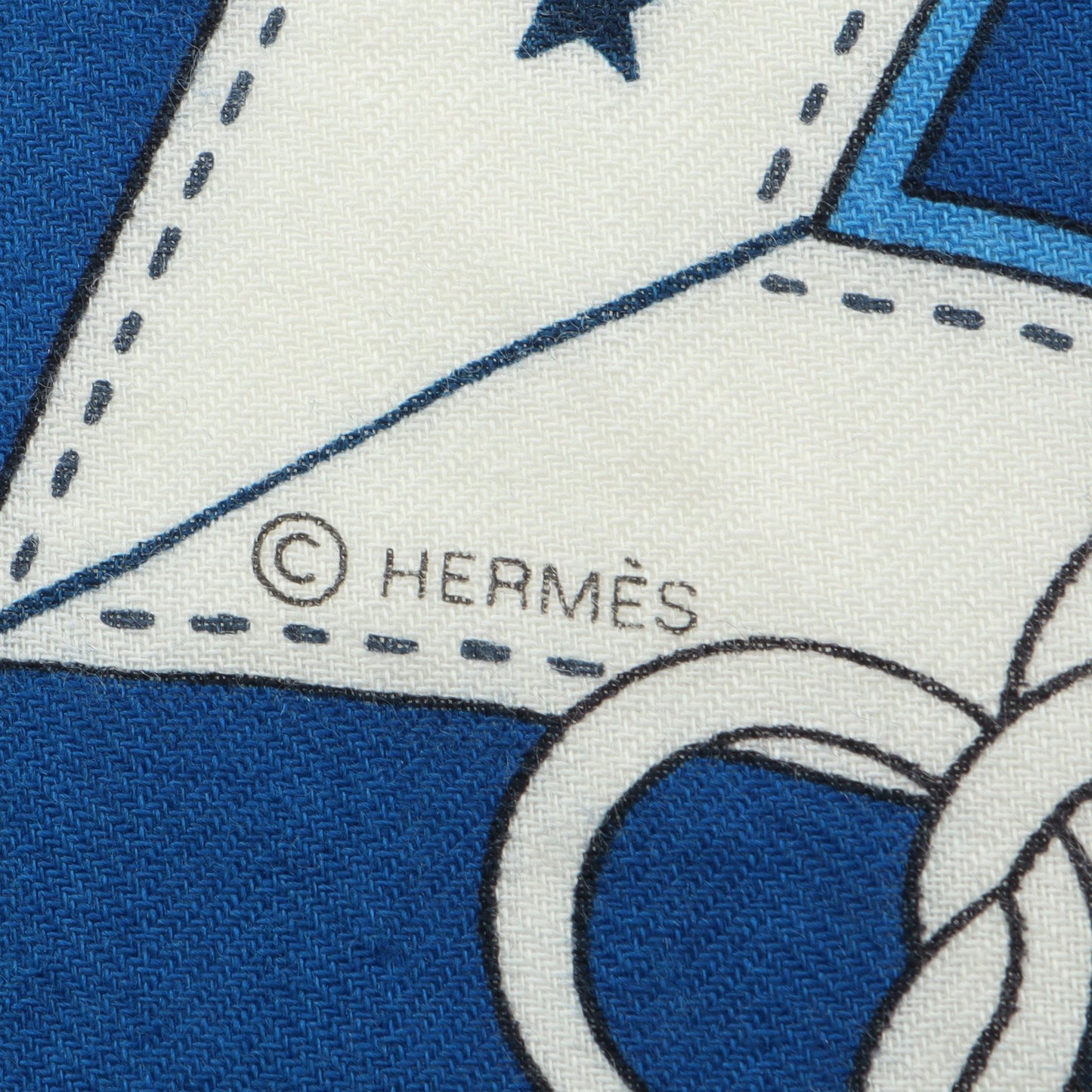 カレジェアン カレ140 LA PROMENADE DU MATIN スカーフ ショール カシミヤ シルク ブルー エルメス 財布・小物 HERMES