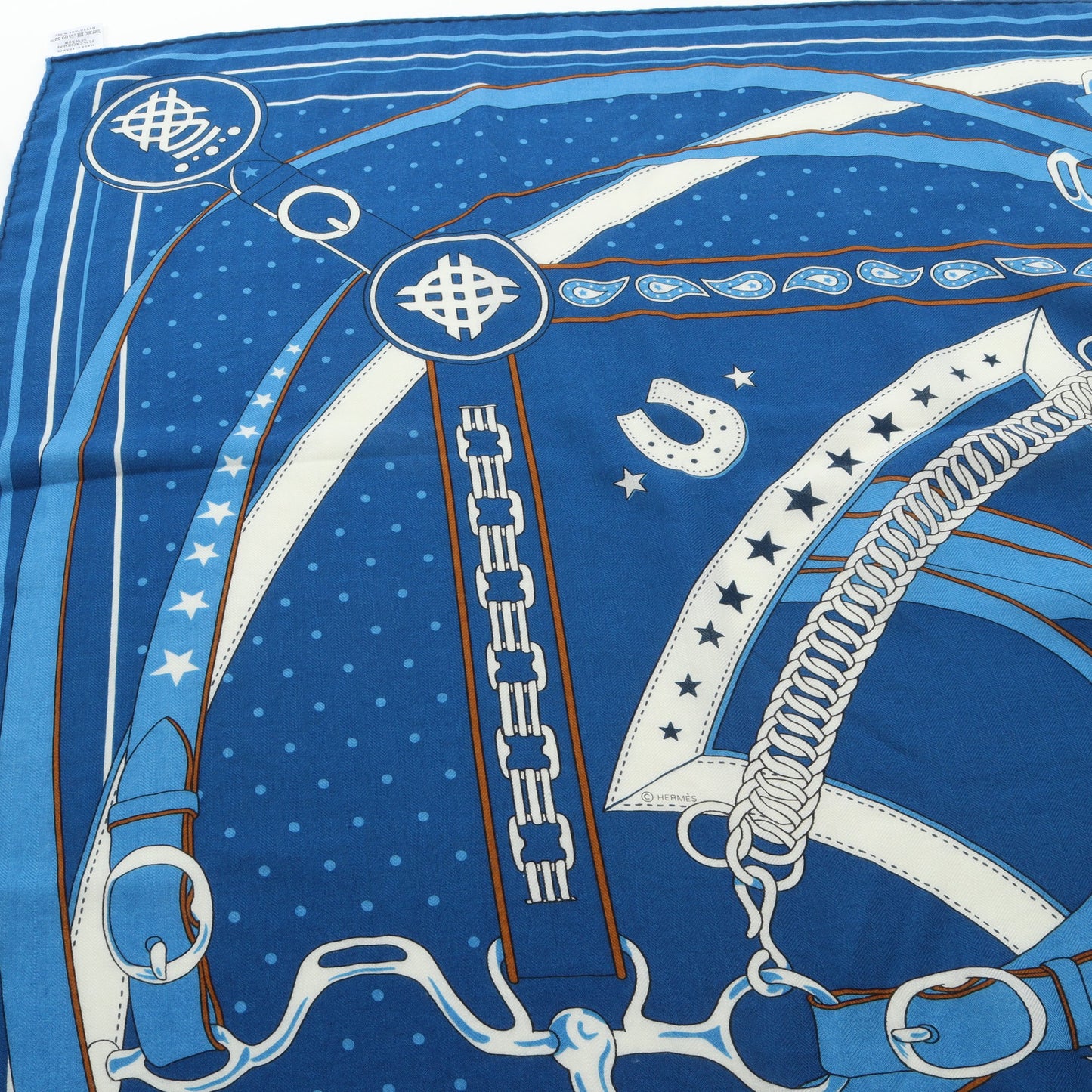カレジェアン カレ140 LA PROMENADE DU MATIN スカーフ ショール カシミヤ シルク ブルー エルメス 財布・小物 HERMES