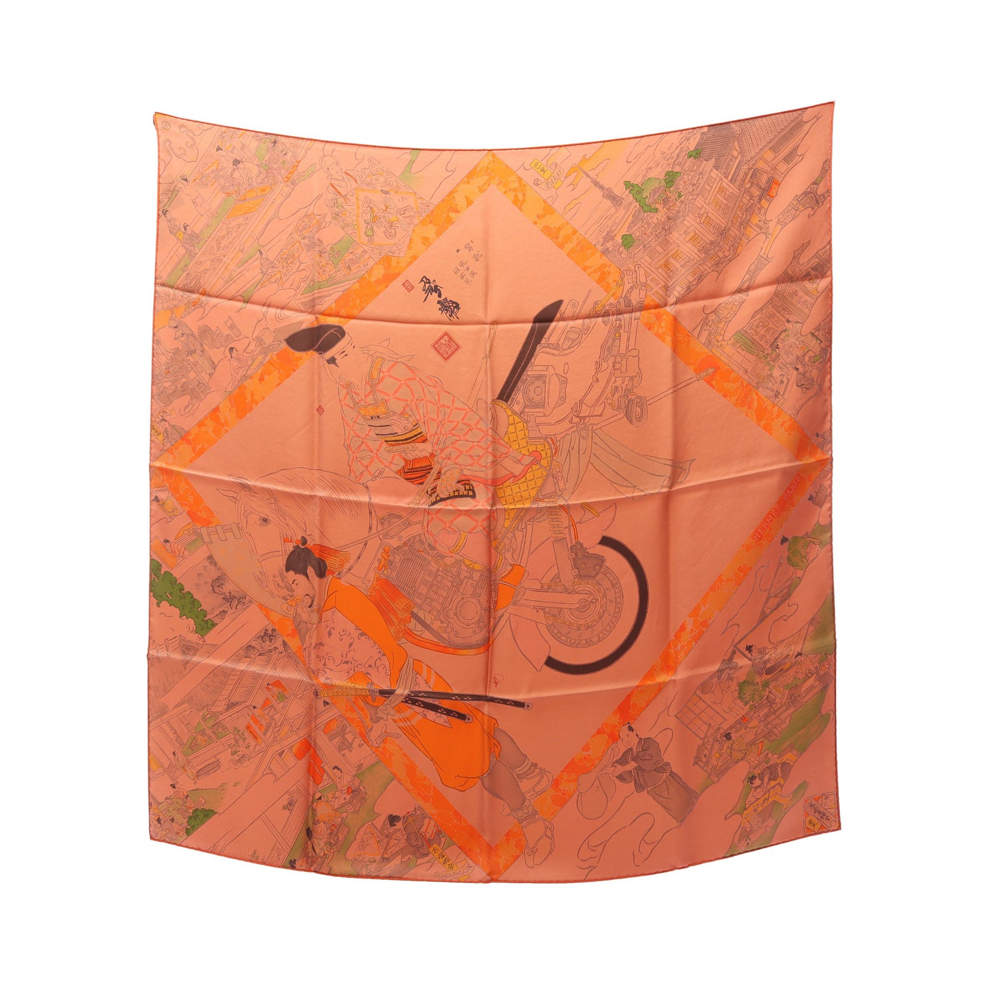 カレ90 Etriers RemiLes Artisans d Hermes スカーフ シルク オレンジブラウン マルチカラー エルメス 財布・小物 HERMES