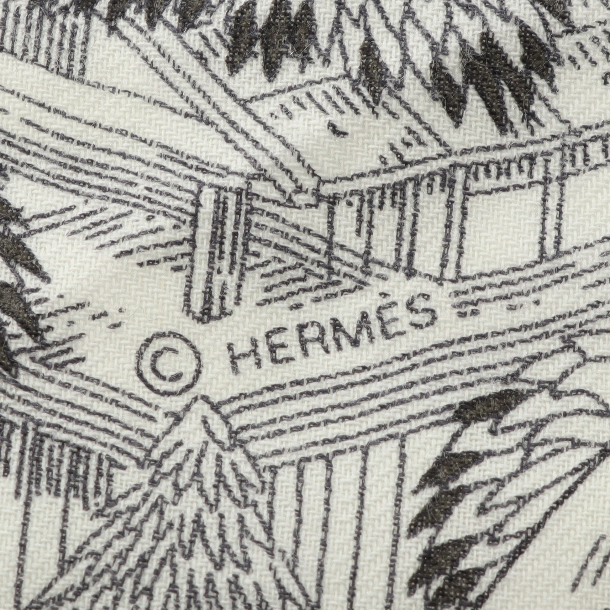 カレジェアン カレ140 Retour a la Nature スカーフ ショール カシミヤ シルク オフホワイト マルチカラー エルメス 財布・小物 HERMES