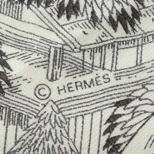 カレジェアン カレ140 Retour a la Nature スカーフ ショール カシミヤ シルク オフホワイト マルチカラー エルメス 財布・小物 HERMES