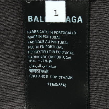 ロゴ刺繍 オーバーサイズ 半袖Tシャツ コットン ダークグレー ホワイト バレンシアガ トップス BALENCIAGA