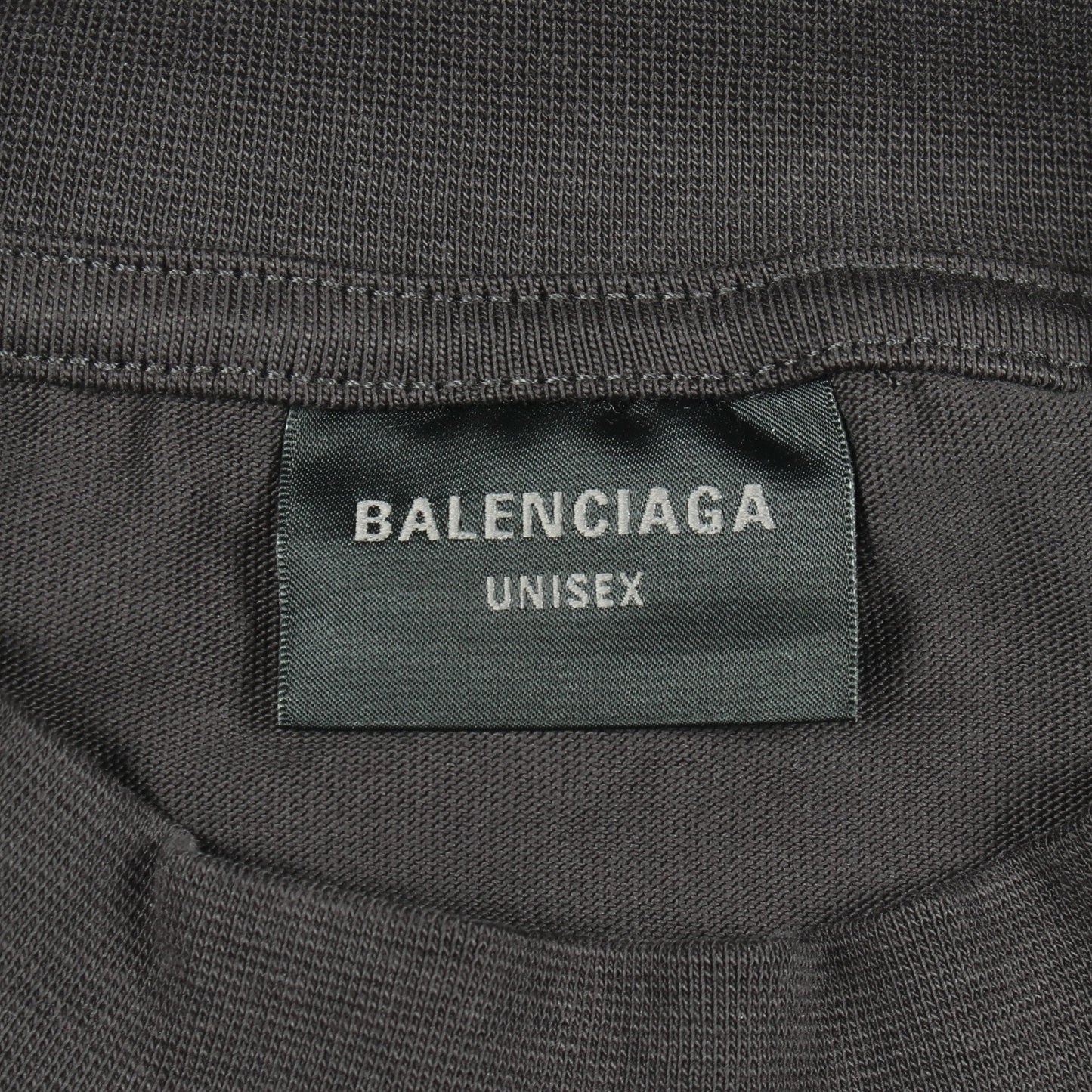 ロゴ刺繍 オーバーサイズ 半袖Tシャツ コットン ダークグレー ホワイト バレンシアガ トップス BALENCIAGA