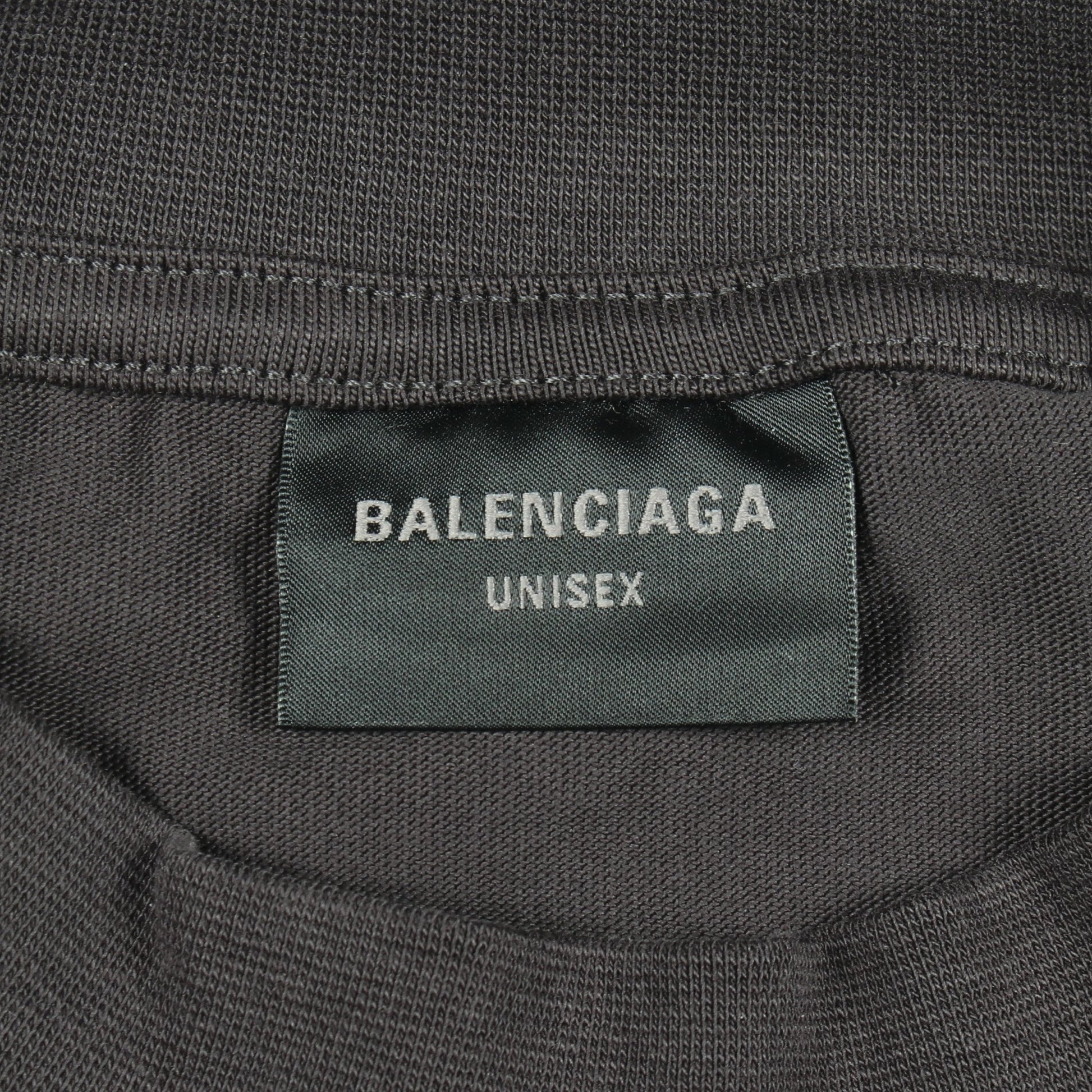 ロゴ刺繍 オーバーサイズ 半袖Tシャツ コットン ダークグレー ホワイト バレンシアガ トップス BALENCIAGA