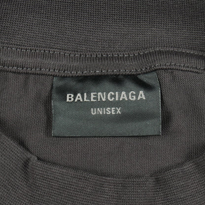 ロゴ刺繍 オーバーサイズ 半袖Tシャツ コットン ダークグレー ホワイト バレンシアガ トップス BALENCIAGA