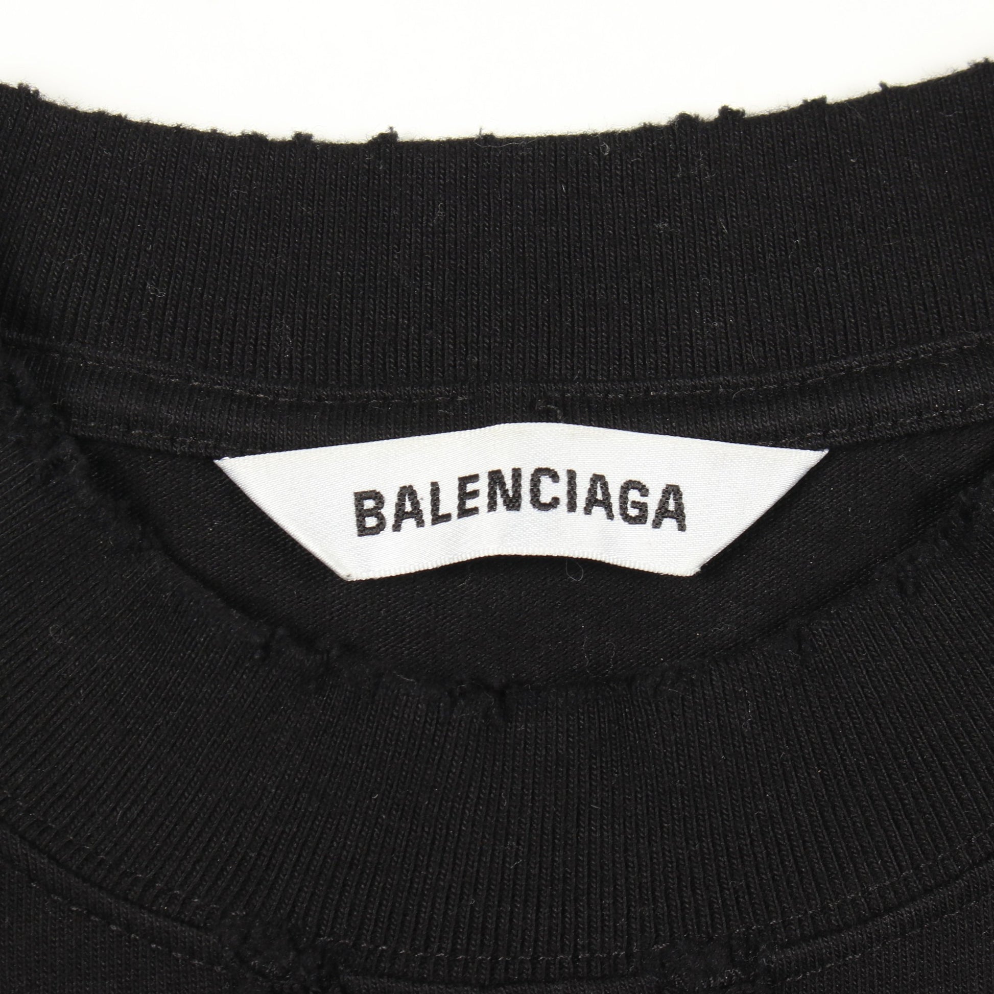 ロゴ刺繍 ダメージ加工 切替 ワンピース コットン ブラック バレンシアガ ワンピース BALENCIAGA