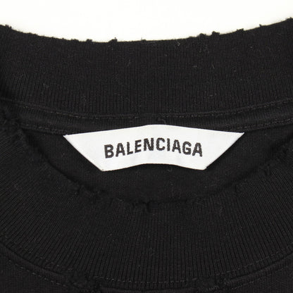 ロゴ刺繍 ダメージ加工 切替 ワンピース コットン ブラック バレンシアガ ワンピース BALENCIAGA