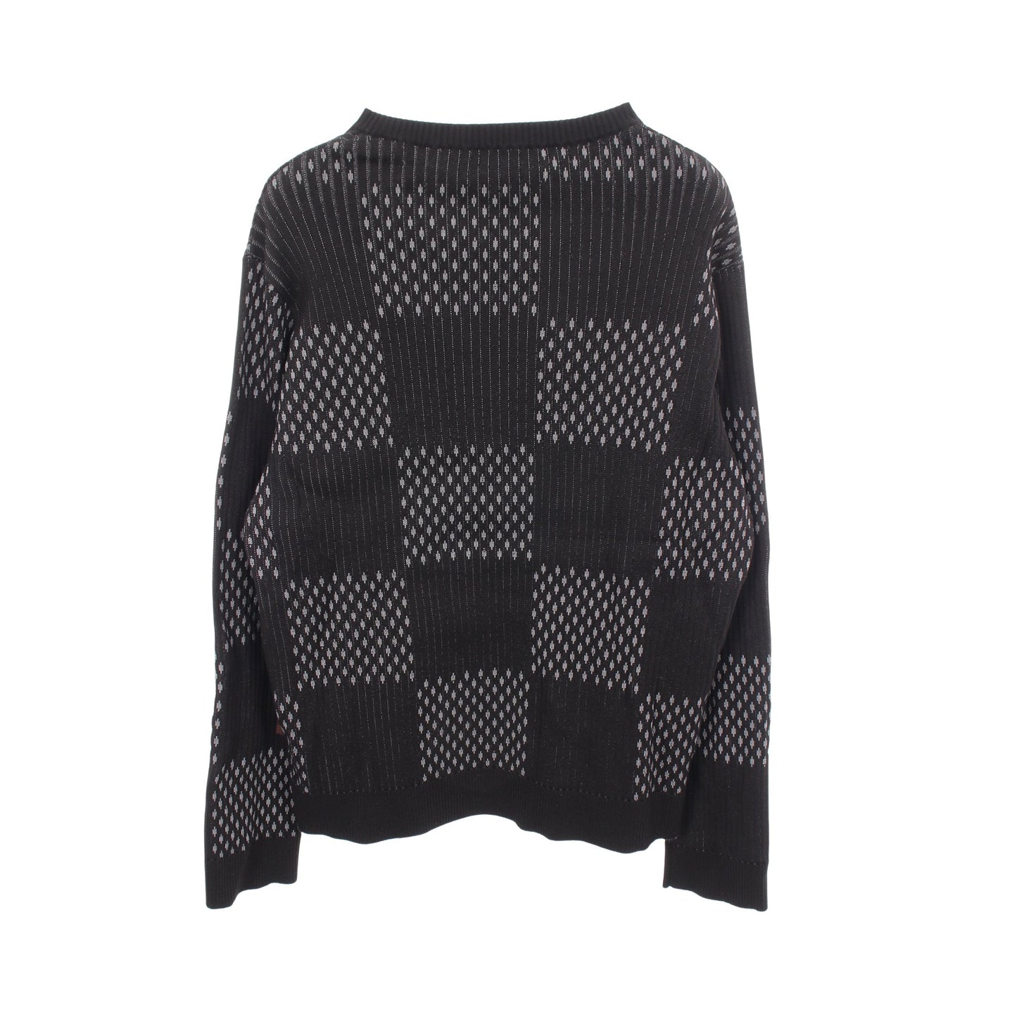 ディストーテッド ダミエ クルーネック ニット コットン ブラック グレー ルイヴィトン トップス LOUIS VUITTON