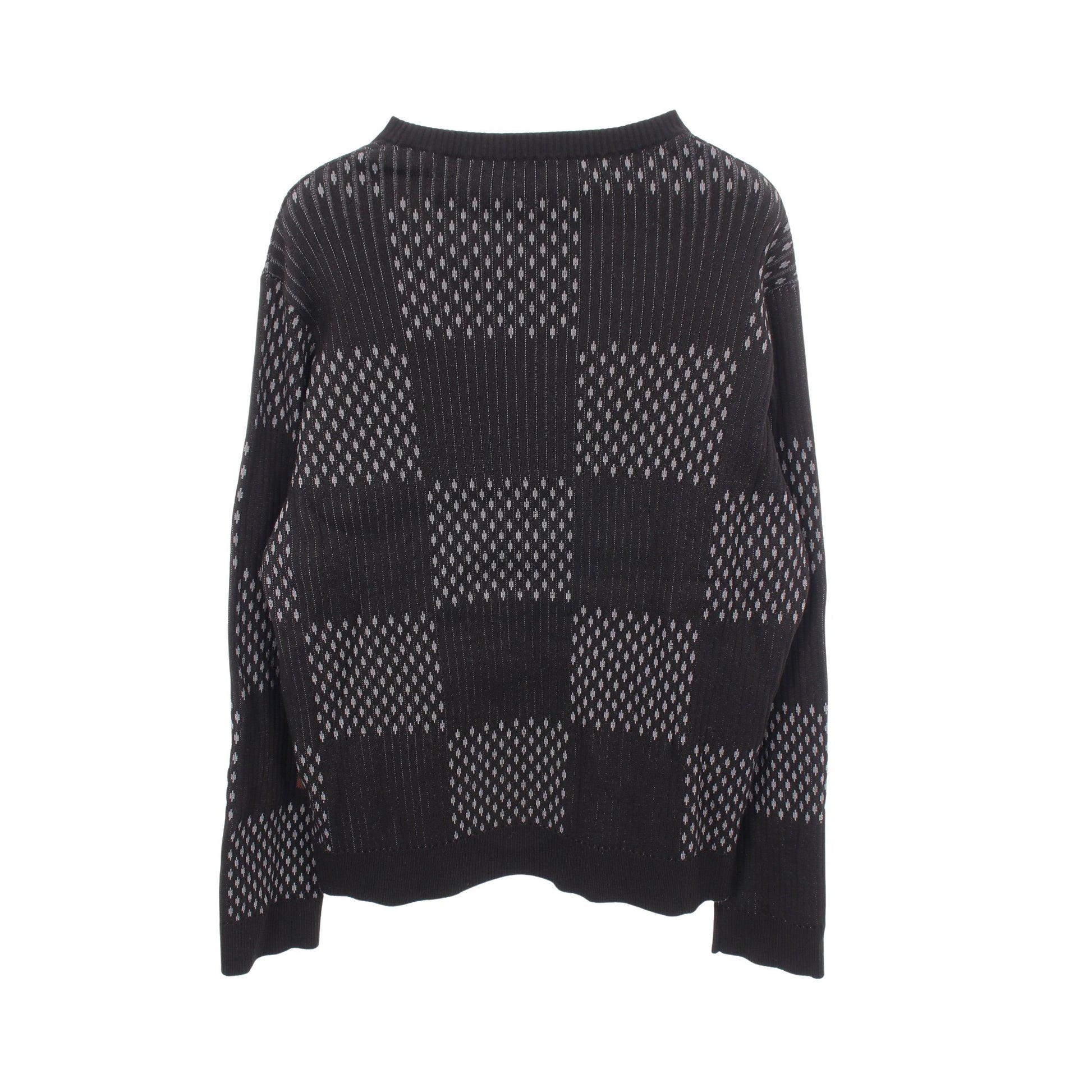 ディストーテッド ダミエ クルーネック ニット コットン ブラック グレー ルイヴィトン トップス LOUIS VUITTON