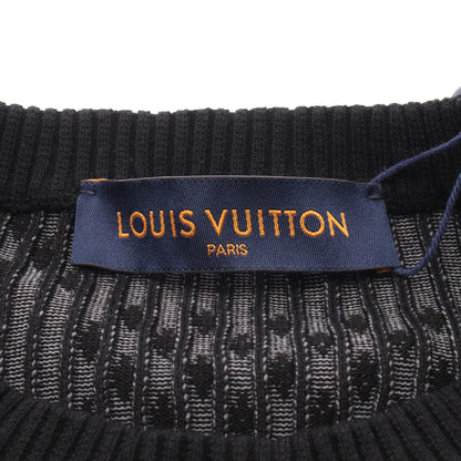 ディストーテッド ダミエ クルーネック ニット コットン ブラック グレー ルイヴィトン トップス LOUIS VUITTON