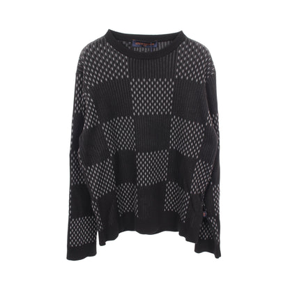 ディストーテッド ダミエ クルーネック ニット コットン ブラック グレー ルイヴィトン トップス LOUIS VUITTON