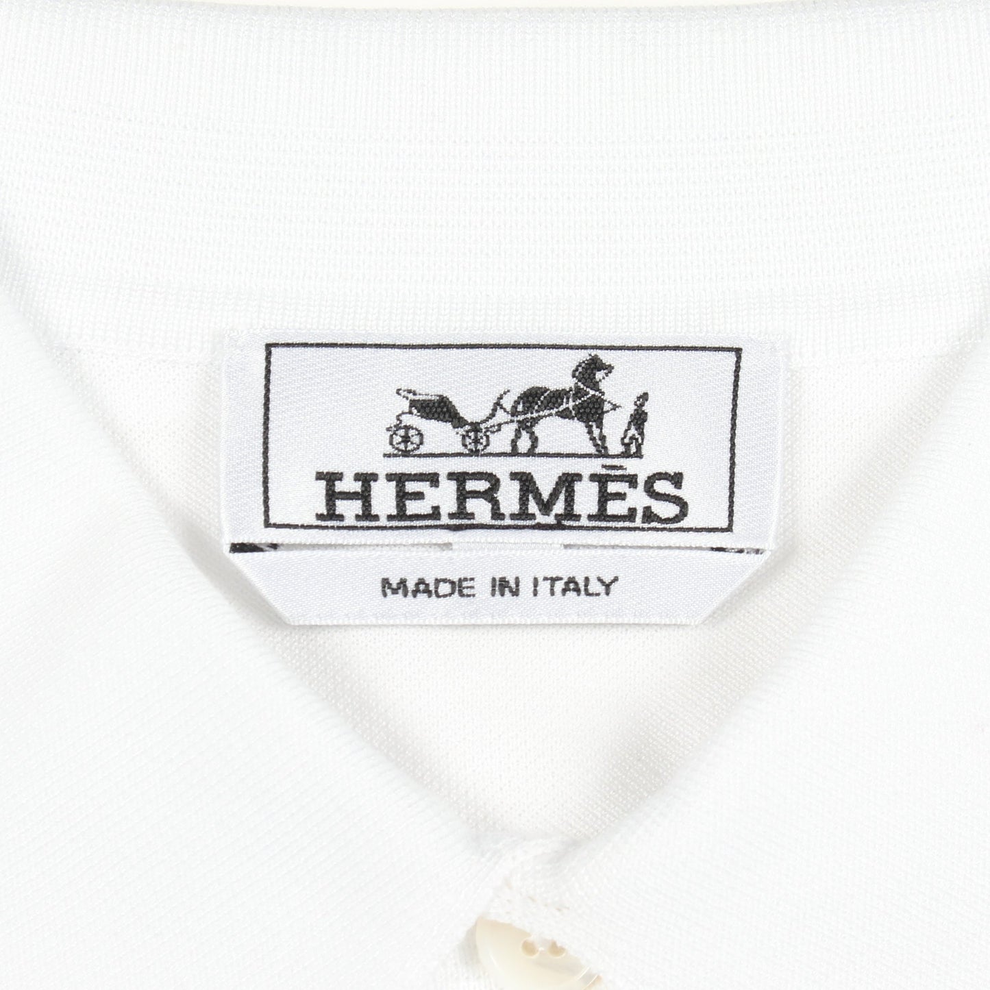 H刺繍ポケット 半袖 ポロシャツ コットン ホワイト エルメス トップス HERMES