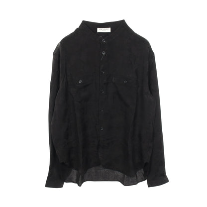ノーカラー 総柄 シャツ シルク ブラック サンローランパリ トップス SAINT LAURENT PARIS