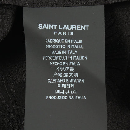 ノーカラー 総柄 シャツ シルク ブラック サンローランパリ トップス SAINT LAURENT PARIS