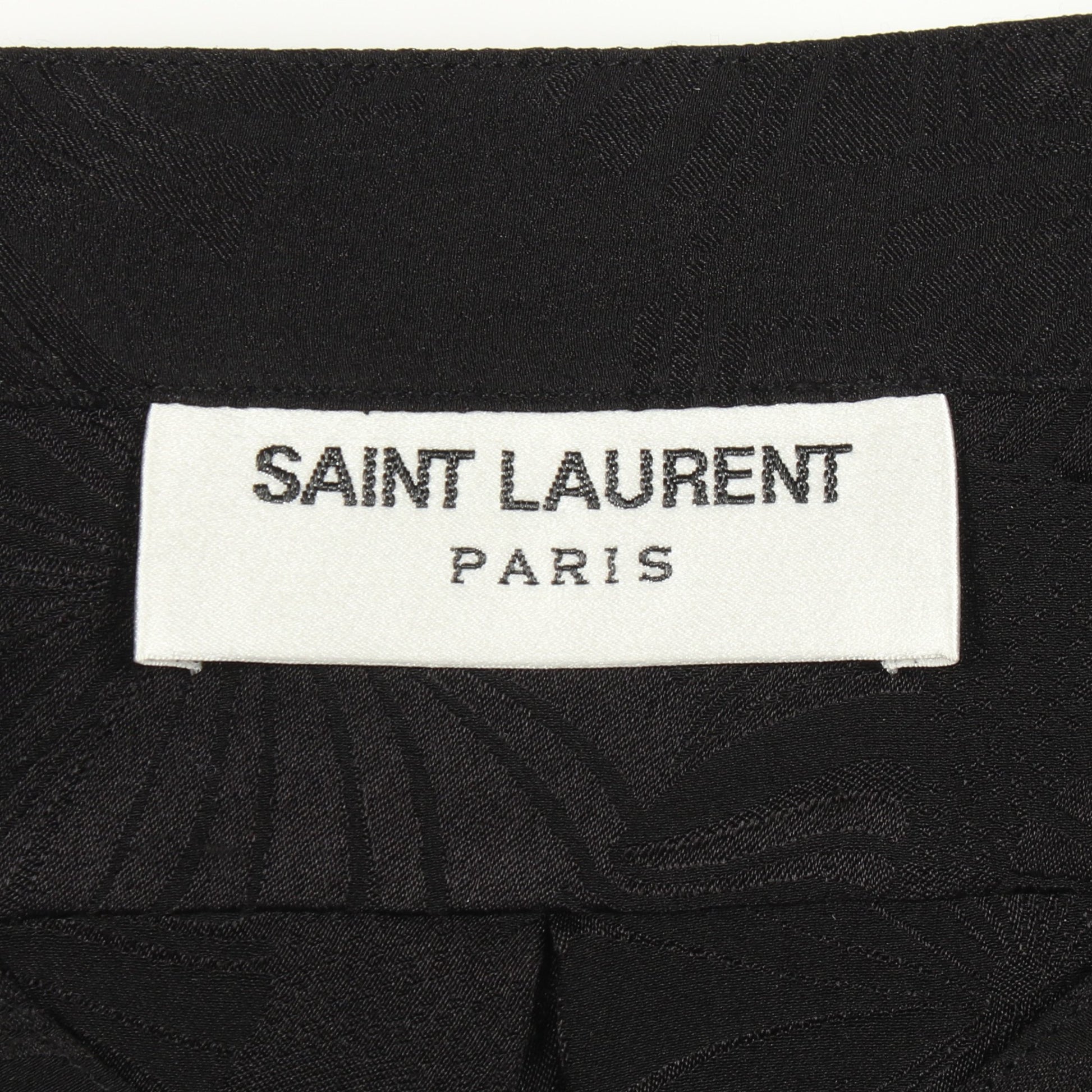 ノーカラー 総柄 シャツ シルク ブラック サンローランパリ トップス SAINT LAURENT PARIS