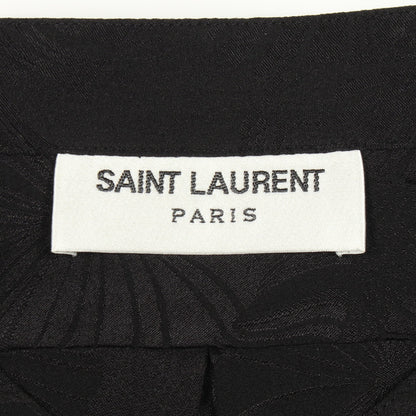 ノーカラー 総柄 シャツ シルク ブラック サンローランパリ トップス SAINT LAURENT PARIS