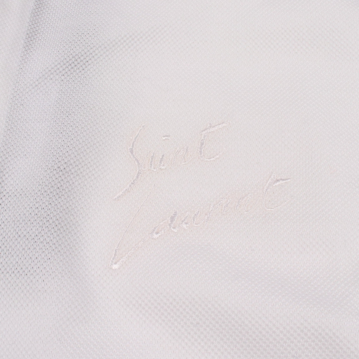 シグネチャーロゴ刺繍 半袖 ポロシャツ コットン ホワイト サンローランパリ トップス SAINT LAURENT PARIS