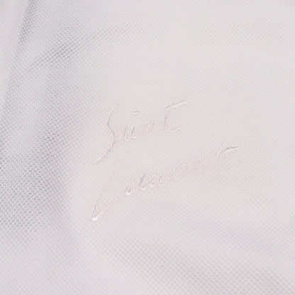 シグネチャーロゴ刺繍 半袖 ポロシャツ コットン ホワイト サンローランパリ トップス SAINT LAURENT PARIS