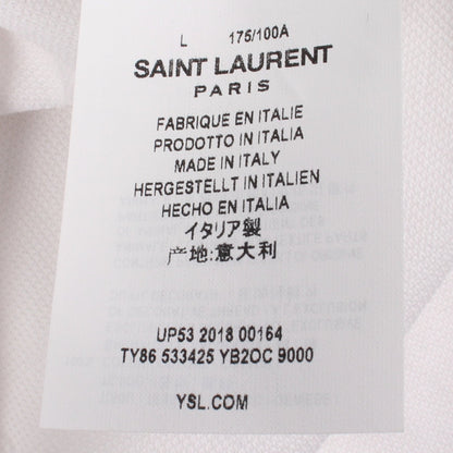 シグネチャーロゴ刺繍 半袖 ポロシャツ コットン ホワイト サンローランパリ トップス SAINT LAURENT PARIS
