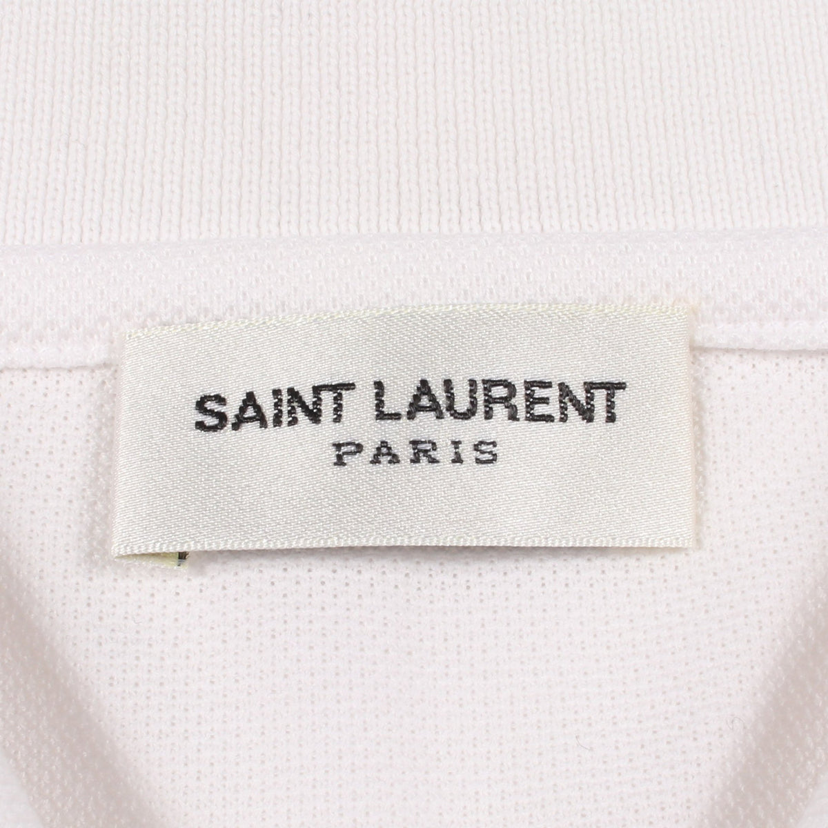 シグネチャーロゴ刺繍 半袖 ポロシャツ コットン ホワイト サンローランパリ トップス SAINT LAURENT PARIS