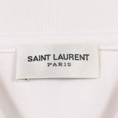 シグネチャーロゴ刺繍 半袖 ポロシャツ コットン ホワイト サンローランパリ トップス SAINT LAURENT PARIS