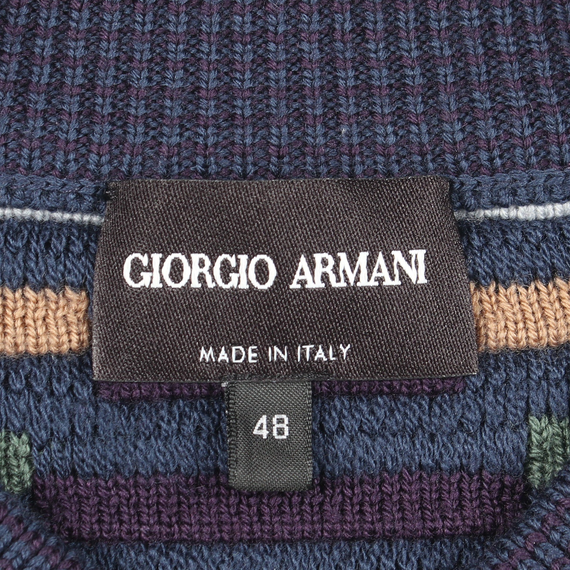 ひし形 ジャガード セーター ウール ネイビー ダークパープル マルチカラー ジョルジオアルマーニ トップス GIORGIO ARMANI