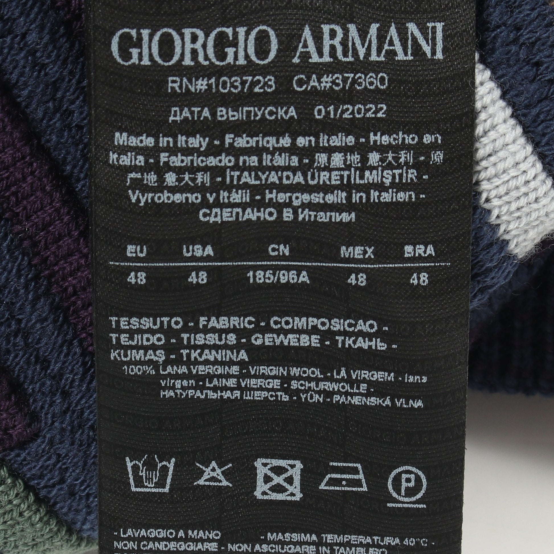 ひし形 ジャガード セーター ウール ネイビー ダークパープル マルチカラー ジョルジオアルマーニ トップス GIORGIO ARMANI