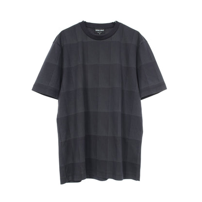 ストライプ クルーネック 半袖Tシャツ コットン ダークネイビー ジョルジオアルマーニ