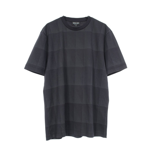 ストライプ クルーネック 半袖Tシャツ コットン ダークネイビー ジョルジオアルマーニ