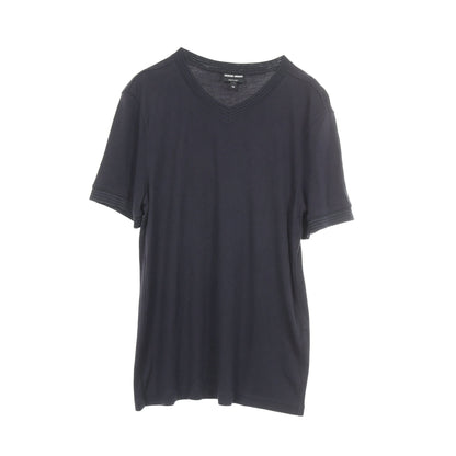 Vネック 半袖Tシャツ レーヨン シルク ネイビー ジョルジオアルマーニ