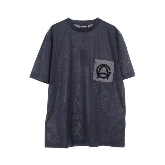ロゴポケット 半袖Tシャツ コットン ネイビー ジョルジオアルマーニ