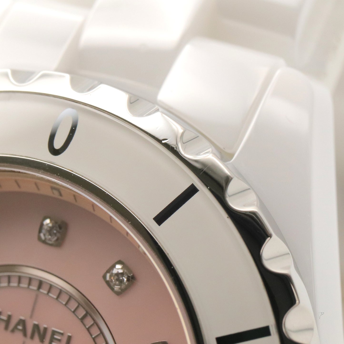 J12 12Pダイヤ レディース 腕時計 クオーツ セラミック ダイヤモンド ピンク ピンクシェル シャネル 時計 CHANEL