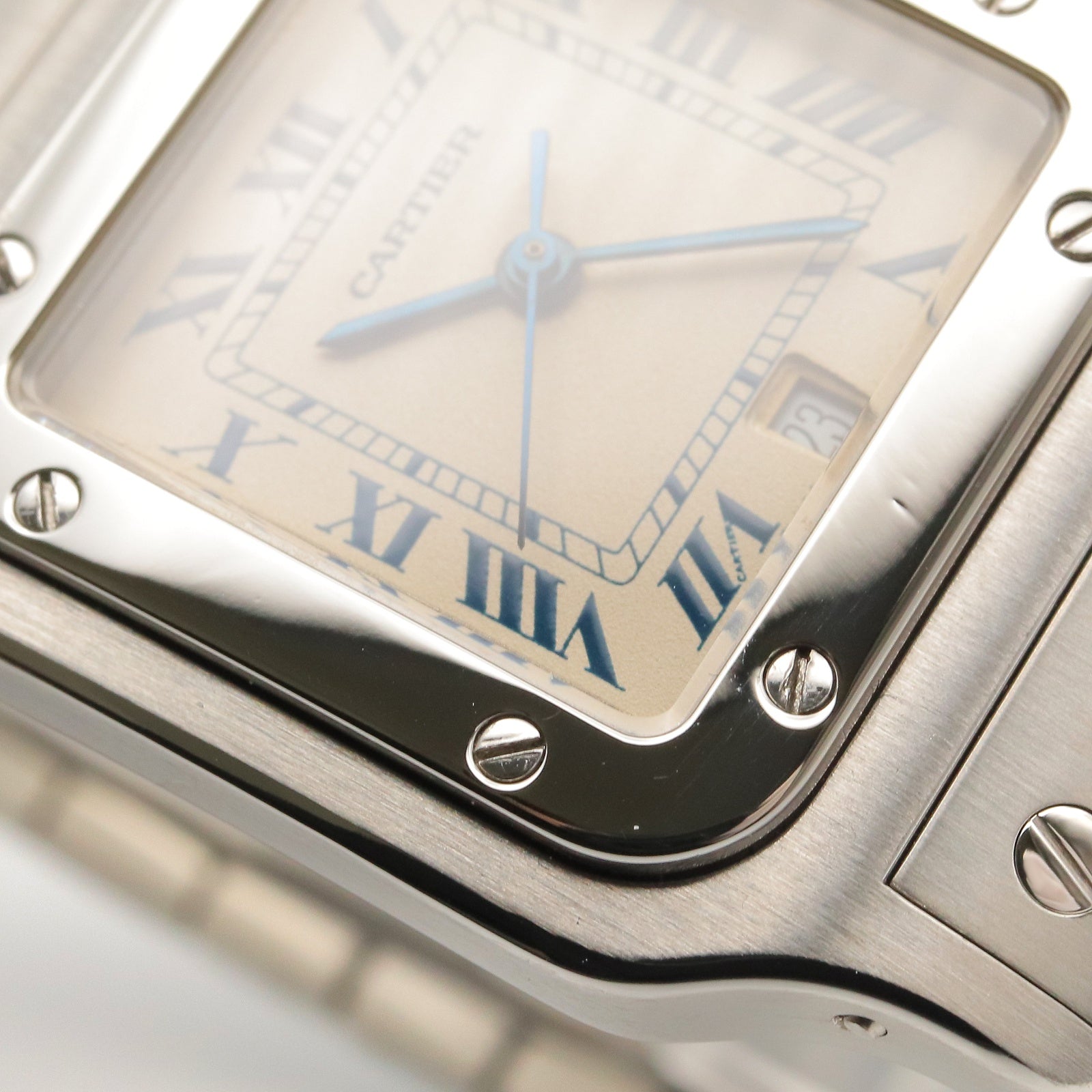 サントスガルベ LM メンズ 腕時計 クオーツ ステンレススチール アイボリー カルティエ 時計 Cartier