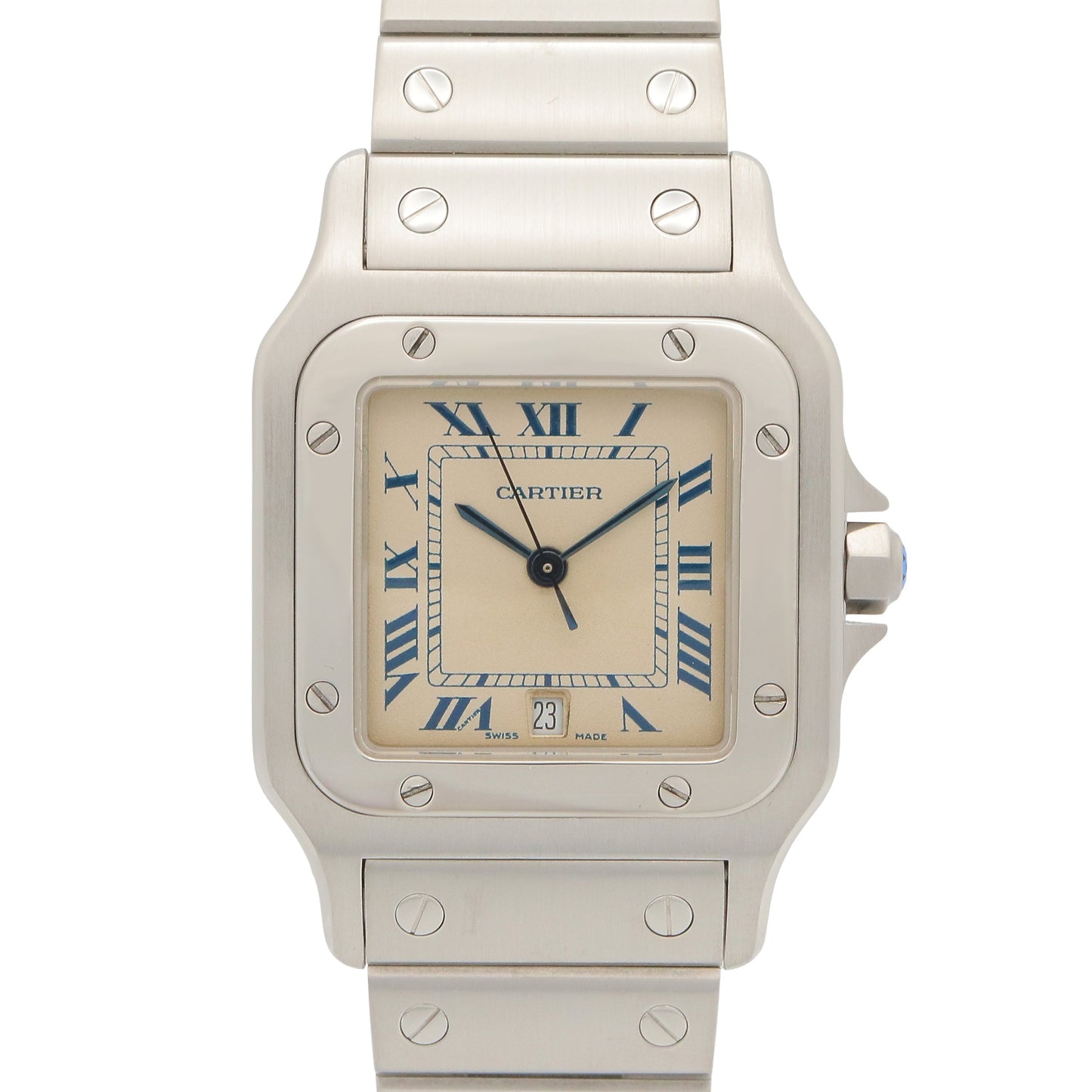 サントスガルベ LM メンズ 腕時計 クオーツ ステンレススチール アイボリー カルティエ 時計 Cartier