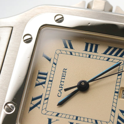 サントスガルベ LM メンズ 腕時計 クオーツ ステンレススチール アイボリー カルティエ 時計 Cartier