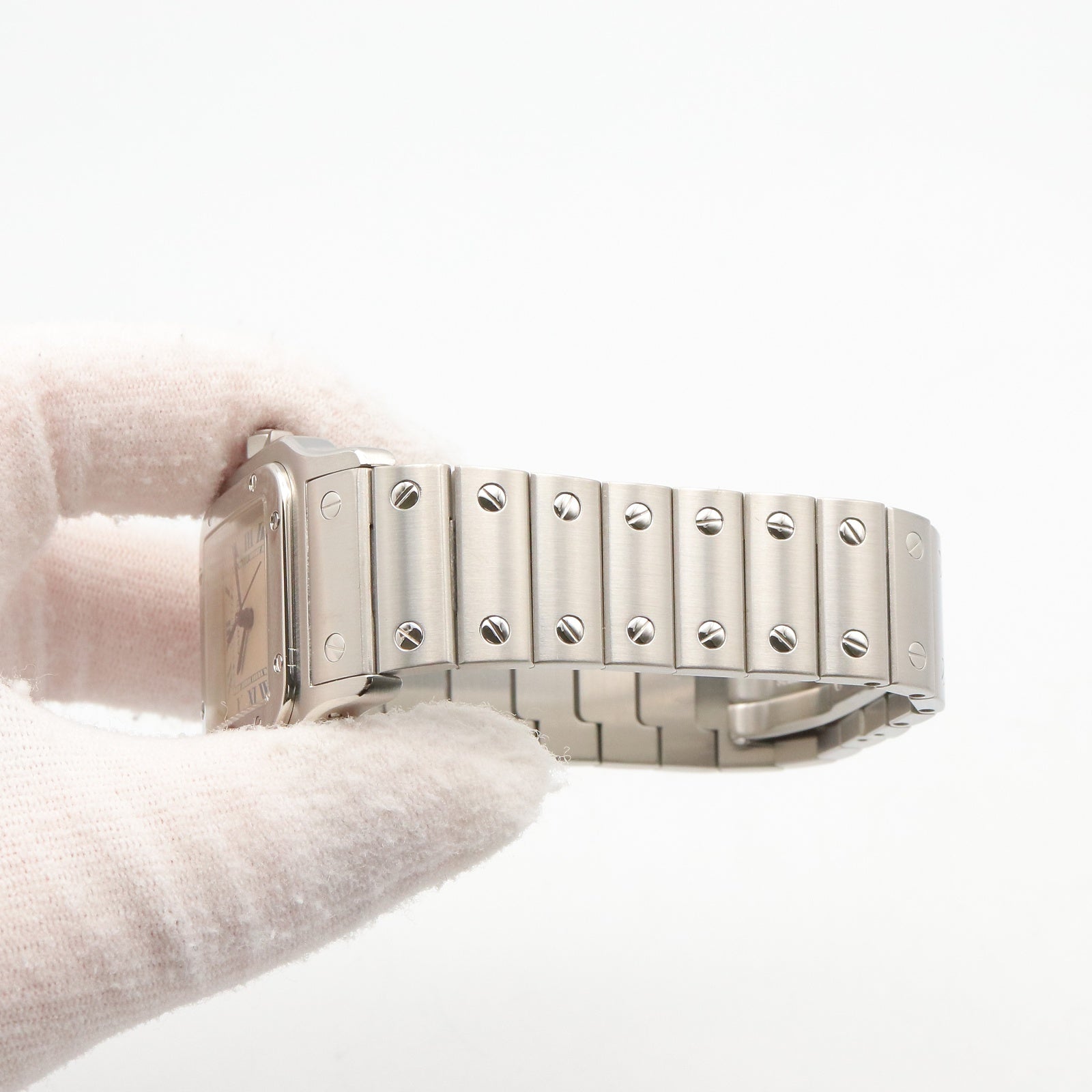 サントスガルベ LM メンズ 腕時計 クオーツ ステンレススチール アイボリー カルティエ 時計 Cartier