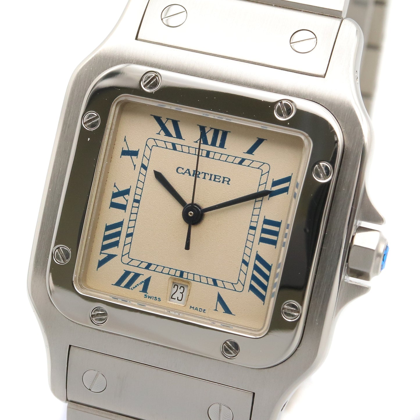 サントスガルベ LM メンズ 腕時計 クオーツ ステンレススチール アイボリー カルティエ 時計 Cartier