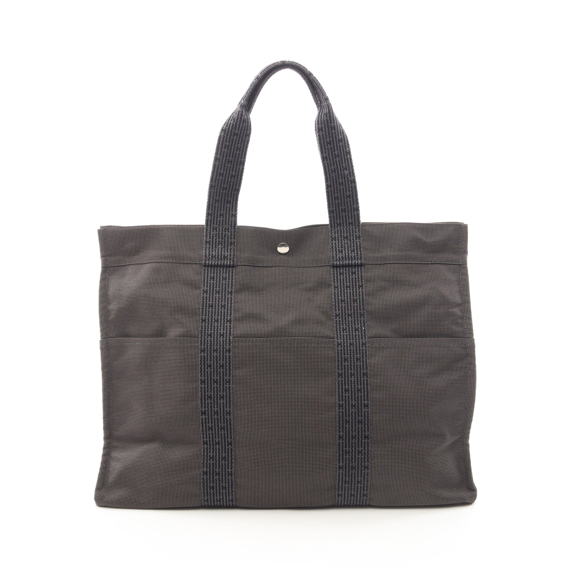 エールラインGM ハンドバッグ トートバッグ キャンバス グレー シルバー金具 エルメス バッグ HERMES