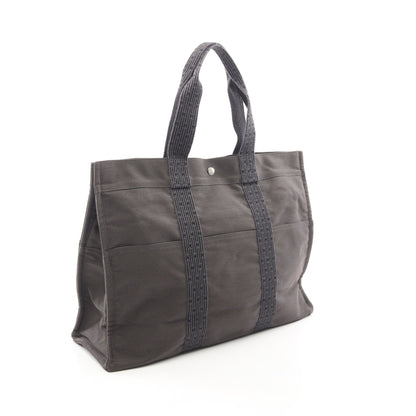 エールラインGM ハンドバッグ トートバッグ キャンバス グレー シルバー金具 エルメス バッグ HERMES