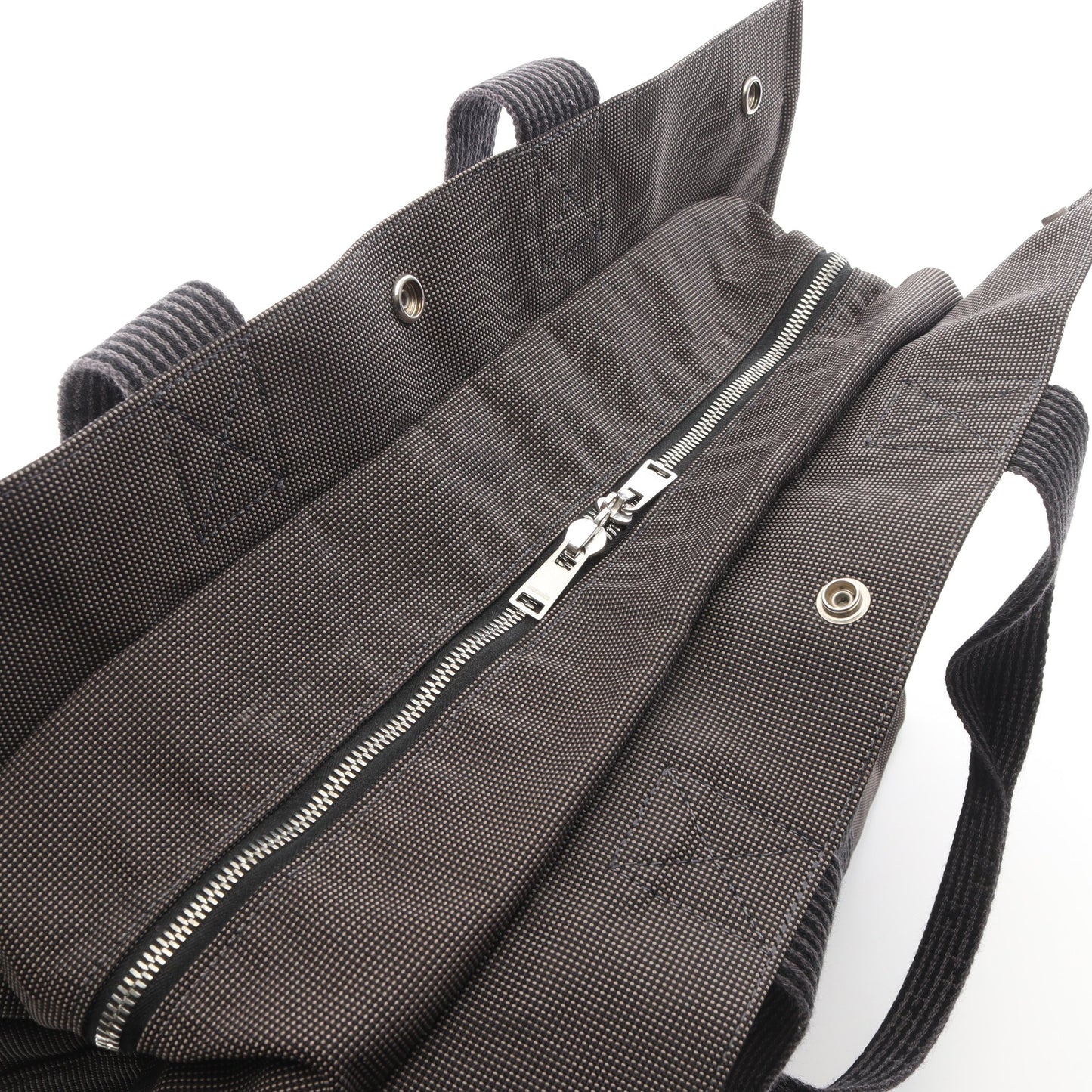エールラインGM ハンドバッグ トートバッグ キャンバス グレー シルバー金具 エルメス バッグ HERMES