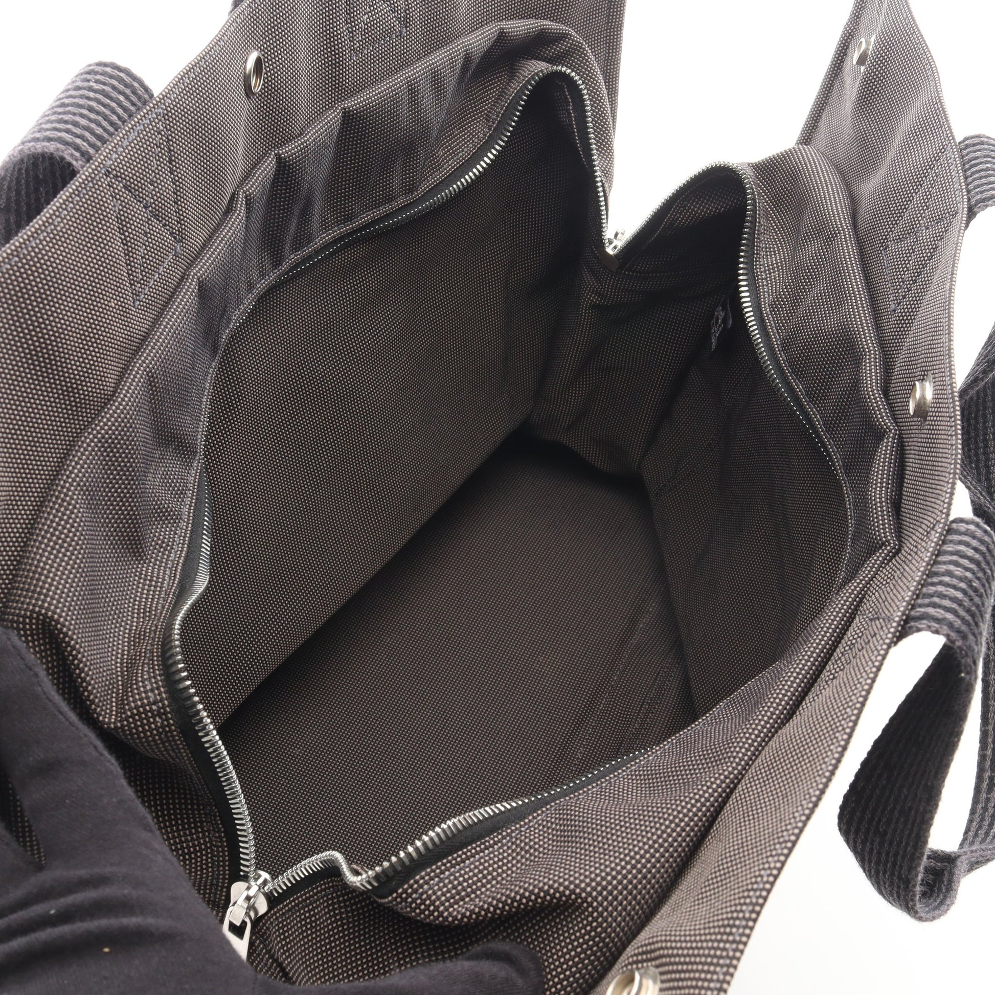 エールラインGM ハンドバッグ トートバッグ キャンバス グレー シルバー金具 エルメス バッグ HERMES