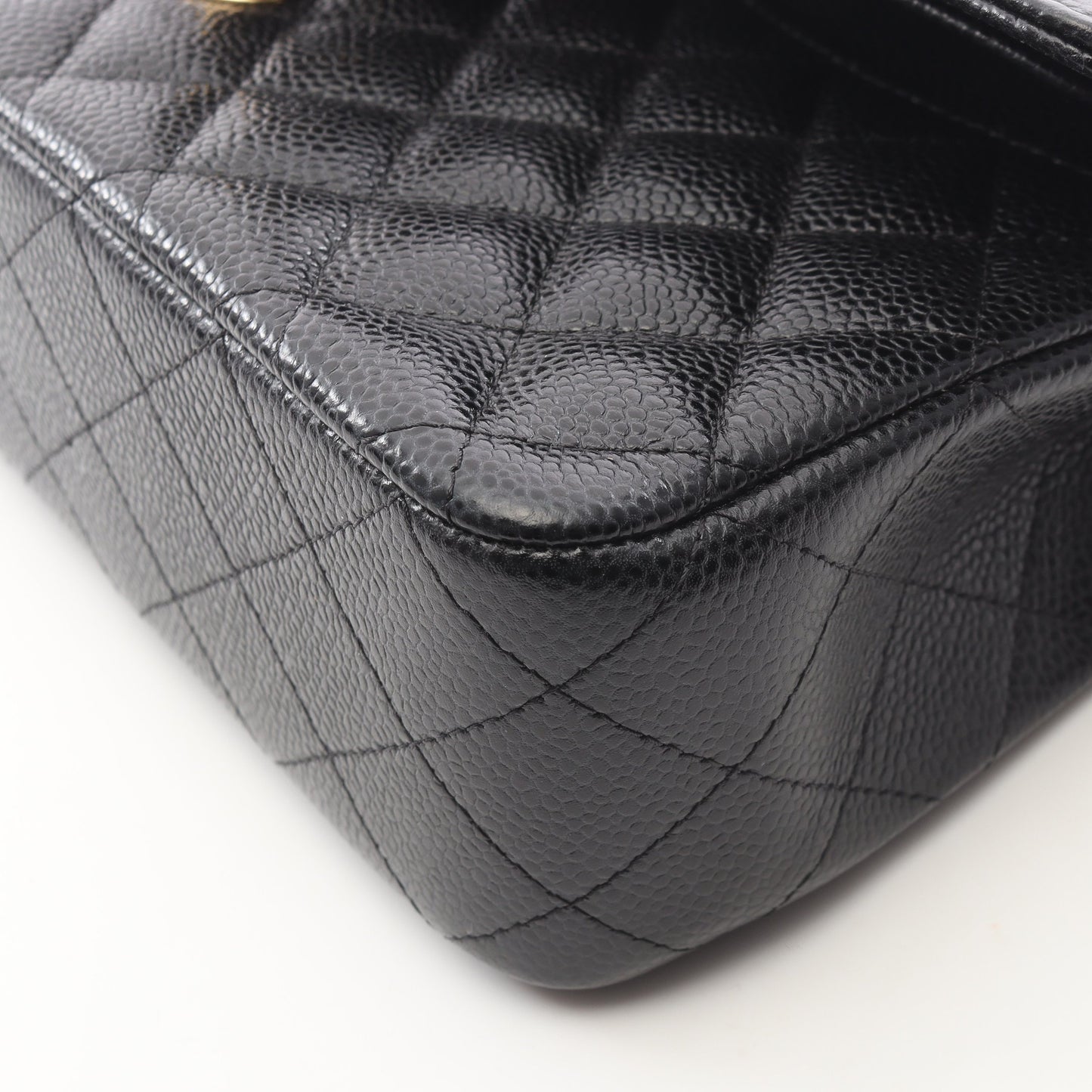 マトラッセ Wフラップ Wチェーンショルダーバッグ キャビアスキン ブラック ゴールド金具 シャネル バッグ CHANEL