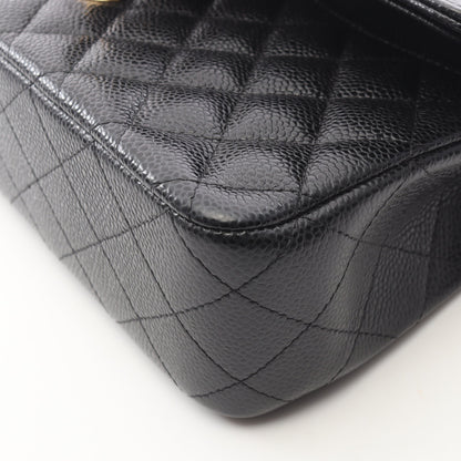 マトラッセ Wフラップ Wチェーンショルダーバッグ キャビアスキン ブラック ゴールド金具 シャネル バッグ CHANEL