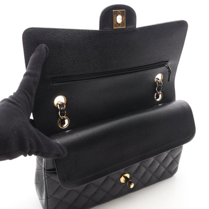 マトラッセ Wフラップ Wチェーンショルダーバッグ キャビアスキン ブラック ゴールド金具 シャネル バッグ CHANEL