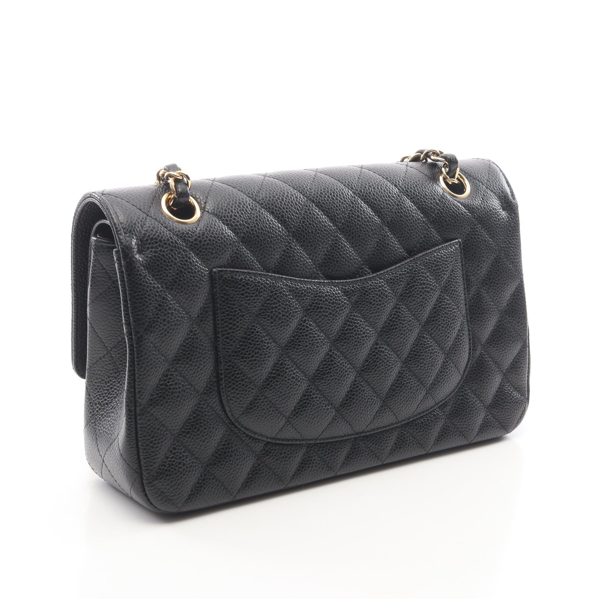 マトラッセ Wフラップ Wチェーンショルダーバッグ キャビアスキン ブラック ゴールド金具 シャネル バッグ CHANEL