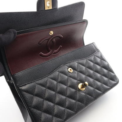 マトラッセ Wフラップ Wチェーンショルダーバッグ キャビアスキン ブラック ゴールド金具 シャネル バッグ CHANEL